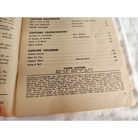 CUSTOMS ILLUSTRATED magazine FIRST ISSUE July 1958 V 1 No. 1 Chevrolet Hot Rod - Picture 8 of 10